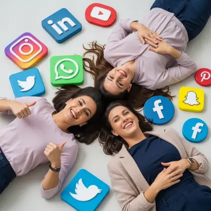 A group of women stands confidently in front of a white wall, symbolizing strong professional and social networks.